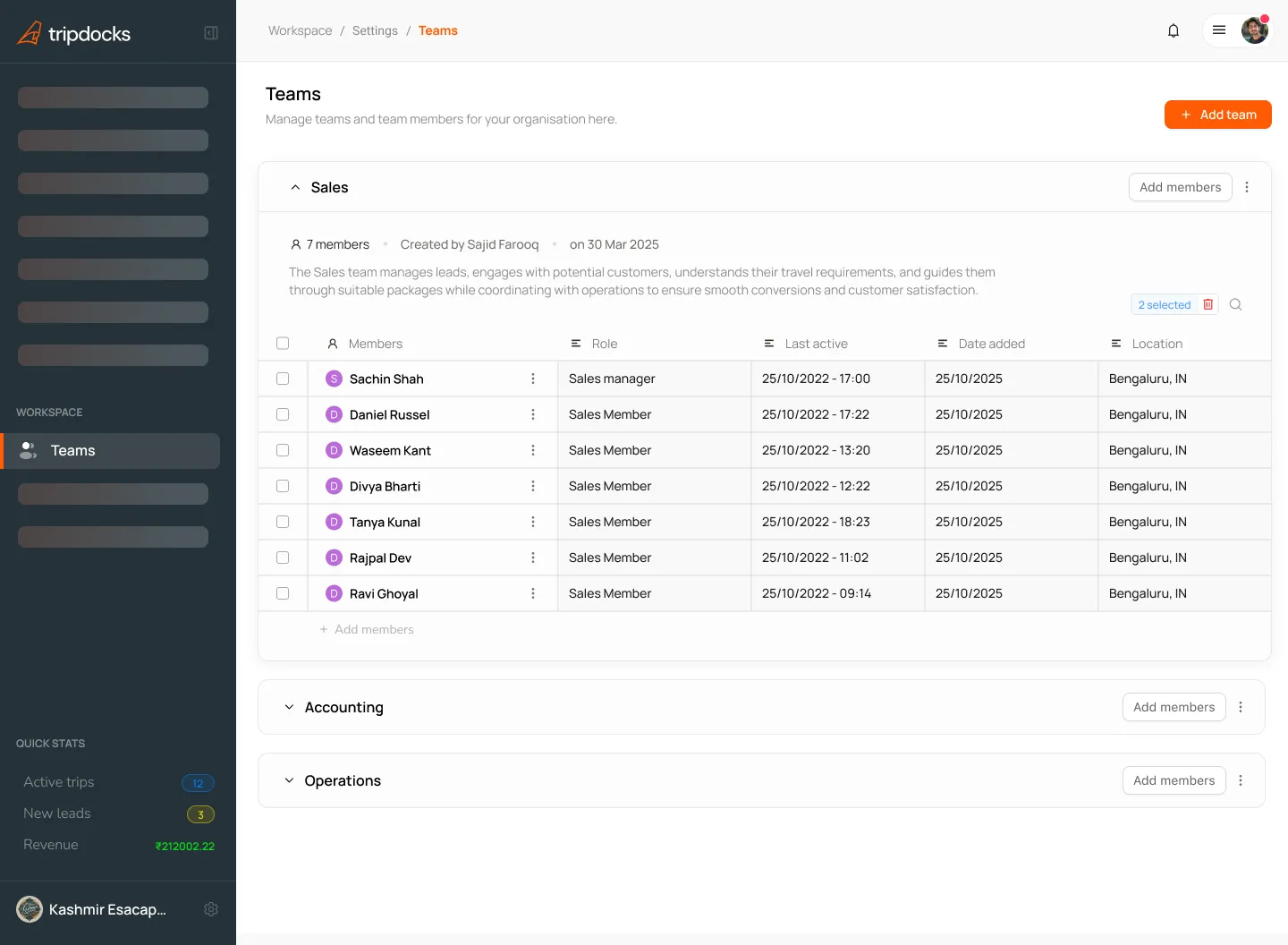 Teams Management Demo